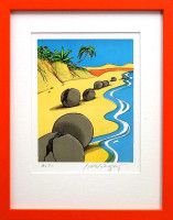 Josef Velčovský - Pláž na Novém Zélandu - grafika